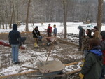 A dozen volunteers came out on this cold December day (12/7/09)to help pour the slab for the pavilion. Volunteers are the heart and sole of this organization.  Thank-you!